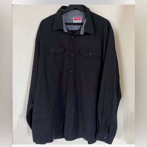 Wrangler Other - Wrangler Comfort Flex Black Button Up Shirt Mens XL Workwear Cotton Outdoors
